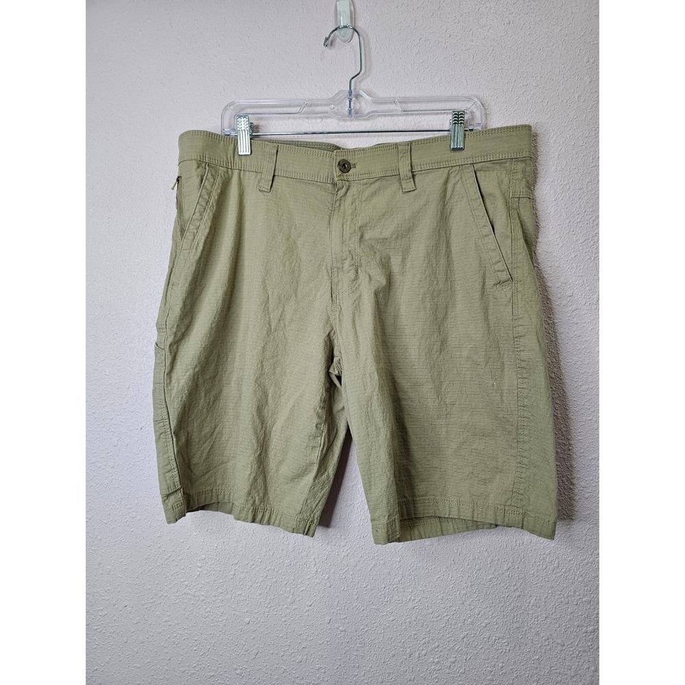 Weatherproof Mens Beige Tan Utility Cargo Shorts 36 Ripstop Stretch Hiking